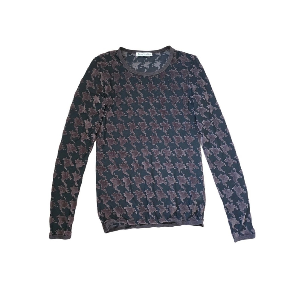 Acne Studios Sheer Velour Textured Brown Black Streetwear Longsleeve Top sz M